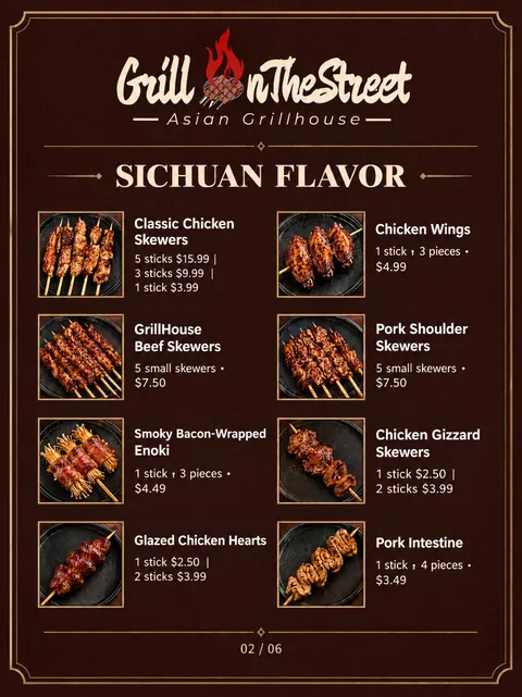 Sichuan flavor menu page