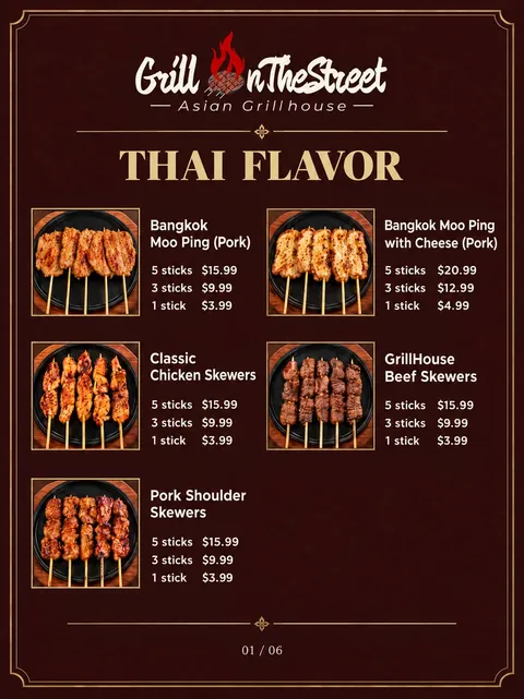 Thai flavor menu page